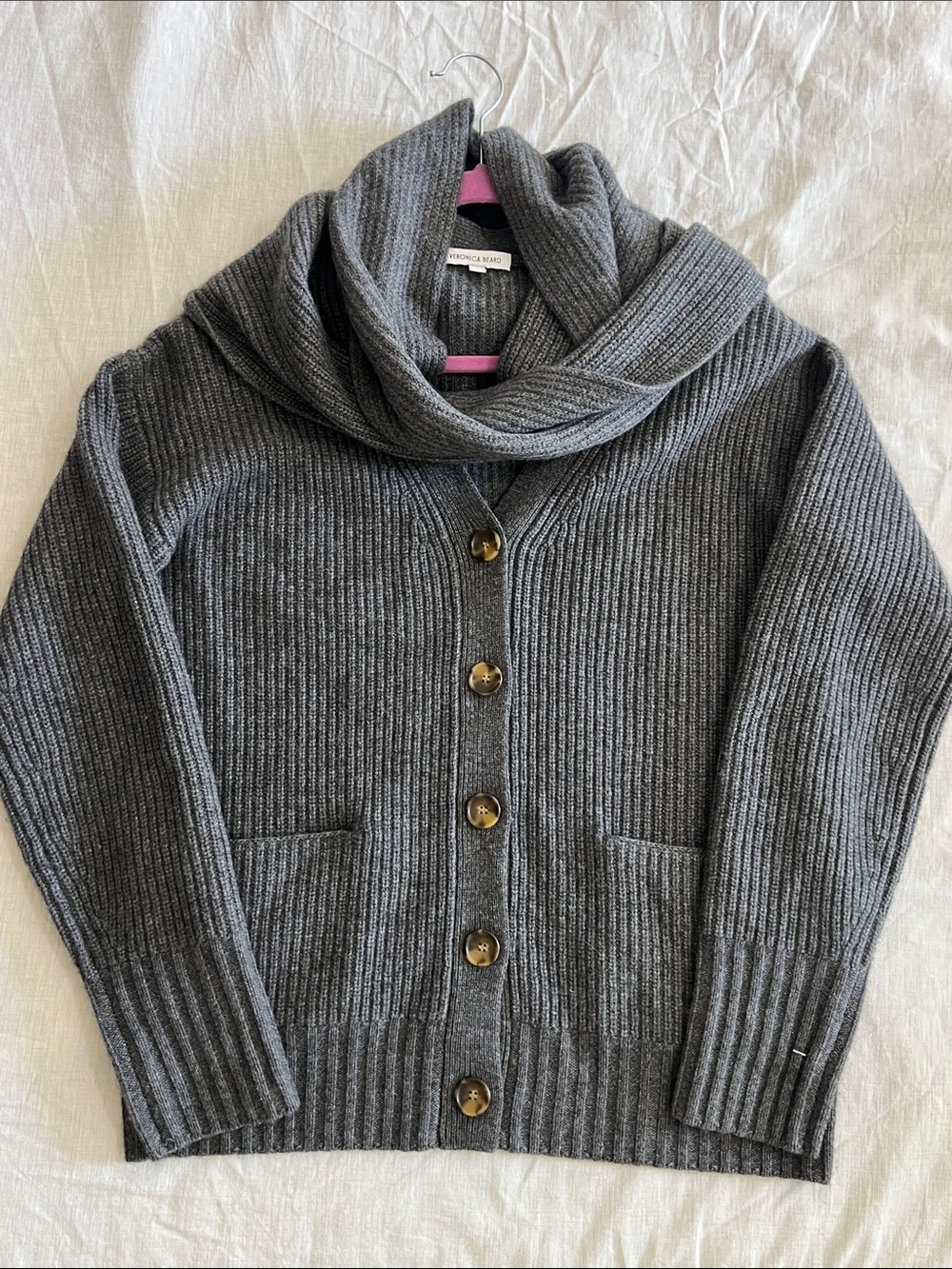 Veronica Beard Scarf Cashmere Wool Cardigan Sweater Womens Small Oversized - Picture 3 of 12